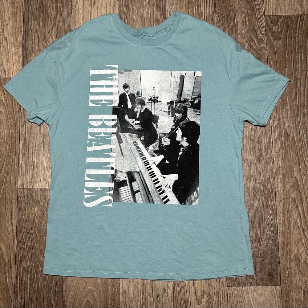 The Beatles Teal Short Sleeve Tee with Vintage Graphic